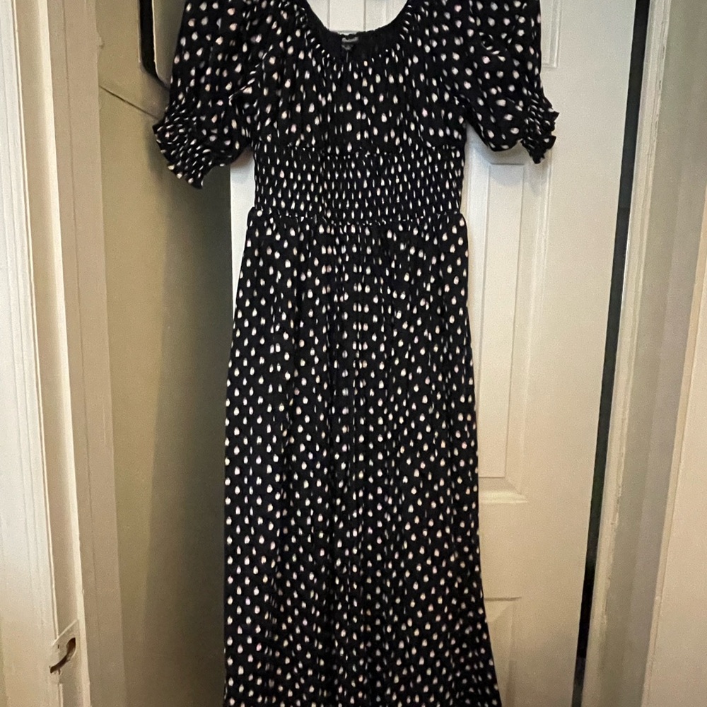 Madewell Black and White Puff Sleeve Maxi Sundress